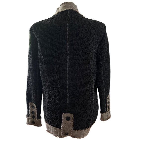 Katie Todd Womens Black Textured Button Down Long Sleeve Jacket Size M - Picture 4 of 8